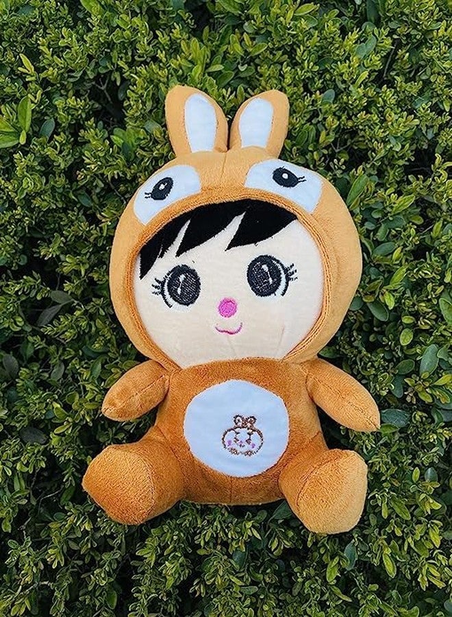 Fun4you Cute Boy Doll with Bunny Cap | Soft & Huggable 25 CM Plush Toy for Kids | Washable Safe Stuffed Toy for Birthdays | Brown (Pack of 1) - Image 3